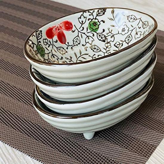 Nishida Footed Small Bowl Set of Japanese Small Delicacies Container (Nishida) 4, Commercial-Grade Tableware, Bowls, (Blue Camellia)