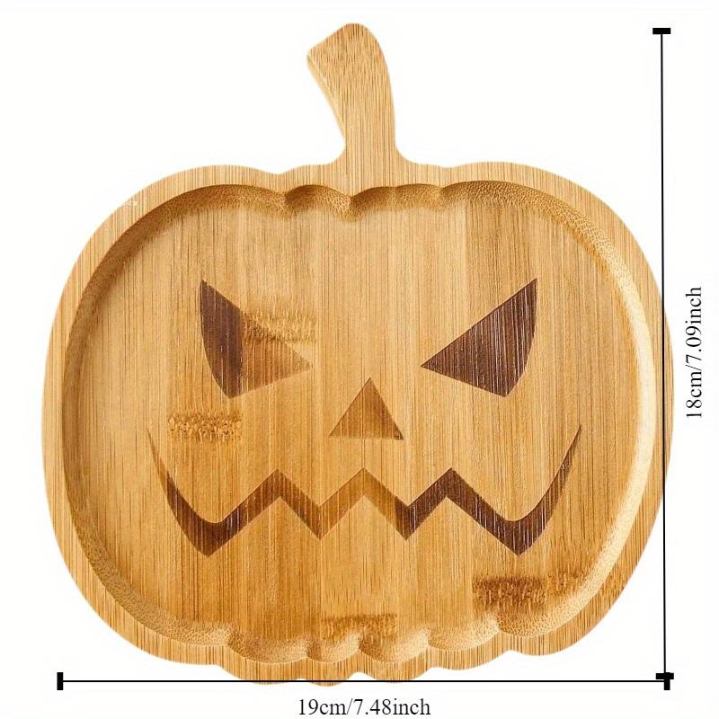 Ghost Pumpkin Halloween Wooden Tray Holiday Party Plate Tableware Dried Fruit Snacks Tray Party Venue Layout Props Fruit Plate