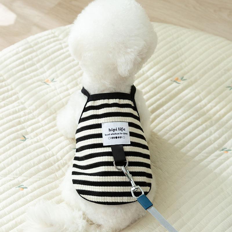 

Spring and Summer Thin Dog Vest Simple Striped Traction Sling Small and Medium Dogs Teddy Bigbear Pet Clothes XXL (recommended weight 15-10kg)
