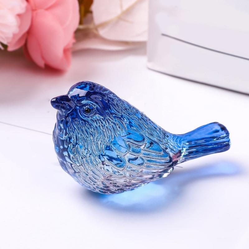 Colorful Crystal Bird Statue Handcrafted Desk Ornament For Home Decoration And Collectors