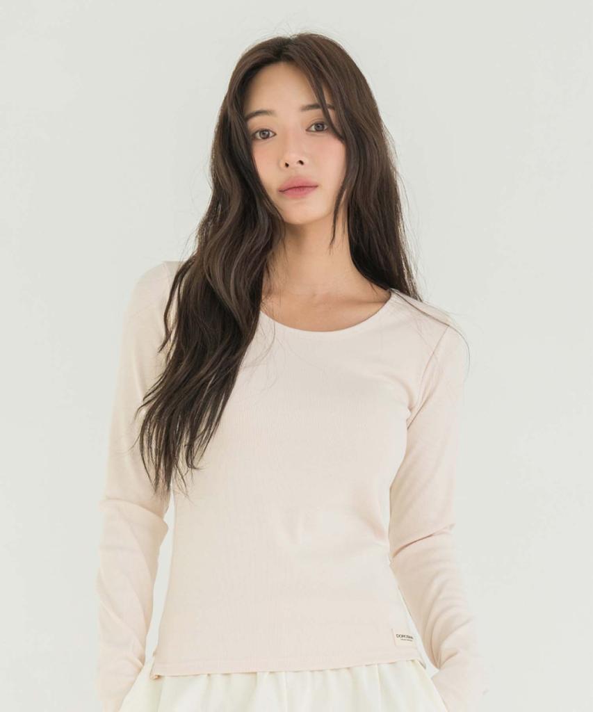 Dolosiwa Minimal Garments Ribbed Long Sleeve Top (Built-In Cap)_4Colors