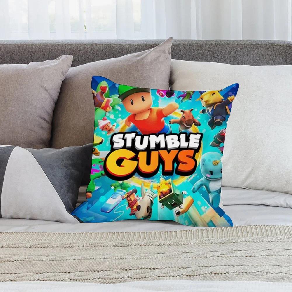 Pillow Sleeping Game S-Stumble Guys Ornamental Pillow Case Short Plush Sofa Decorative Gift Home Double-sided Printing Cushion