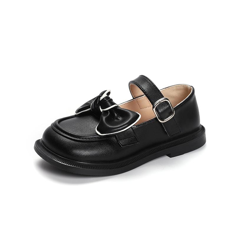 Moda Bambini Scarpe in Pelle da Ragazza Versatile Fiocco Semplice Antiscivolo Scarpe Casual per Bambini Mocassini Stile Coreano Ballerine con Abbinamento Colori