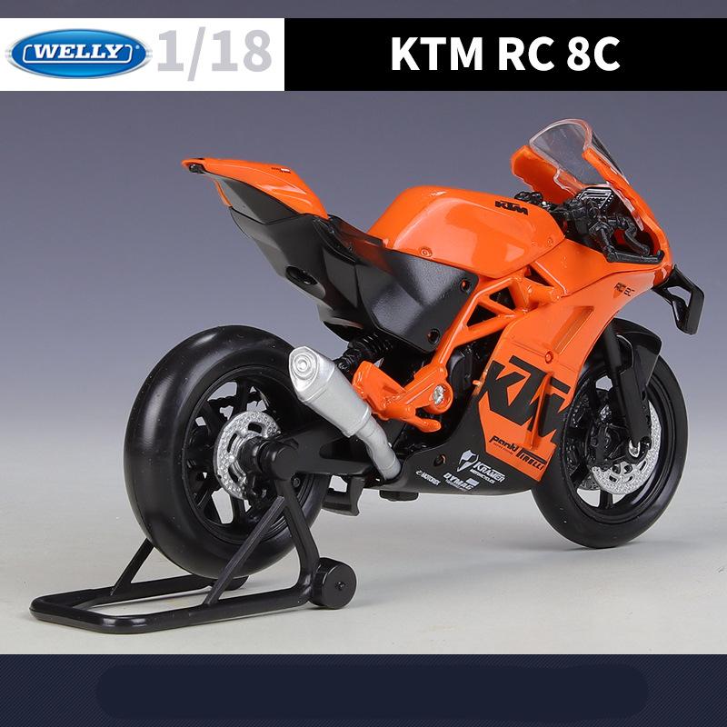 Welly 1/18 KTM RC 8C Alloy Street Sports Motorcycle Model Diecasts Metal Road Racing Motorcycle Model Simulation Childrens Gifts