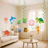 Paper Hawaiian Spiral Ornaments Colorful Summer Theme Pendant Ocean Animals Hanging Flag  Wedding