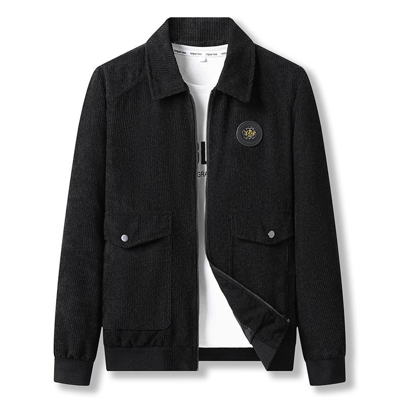 

Autumn and Winter Men s Coat Loose Version Warm Nostalgic Casual Dress Corduroy Jacket On Clothes Coat M чёрный