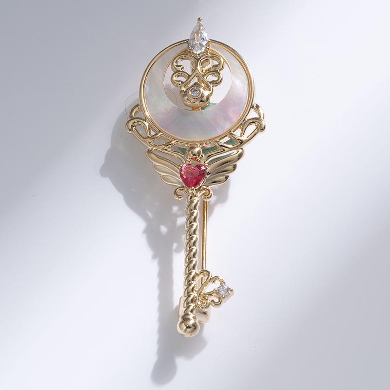 Bo Xin Yun Anime Kawaii Shell Crown Heart Wings Magic Wand Brooch