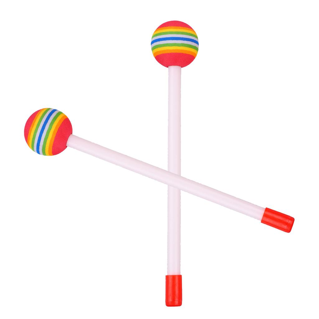 2Pcs Drum Sticks Round Felt Mallet EVA Orff Hand Percussion Beat Toy Rainbow Color