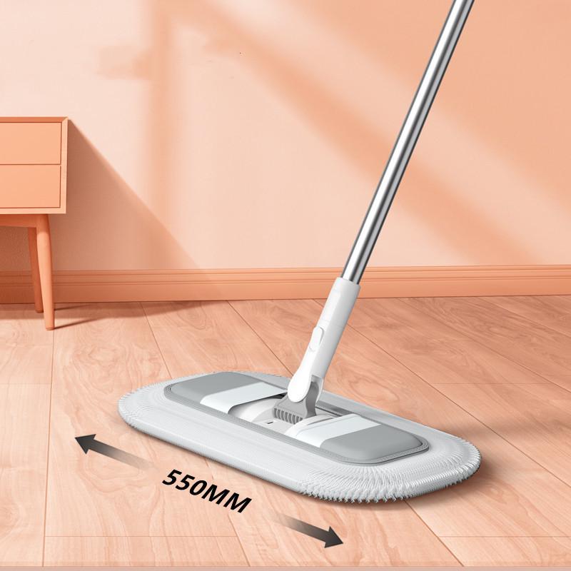 Pure Cotton Large Dust Mop for Hotels & Homes - Flat Mop for Tile Floors with Extended Cloth