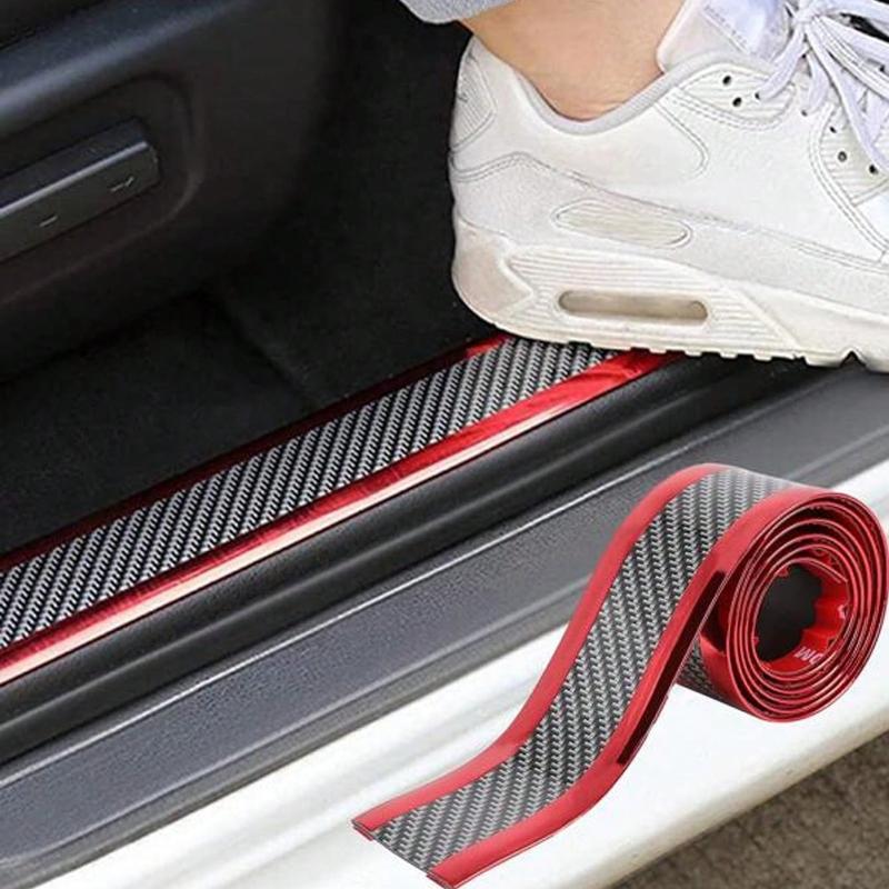 Naklejka Antyrysująca na Próg Samochodu i Naklejka Antykolizyjna na Zderzak Samochodu ze Wzorem Włókna Węglowego 5*100cm/1 Rolka