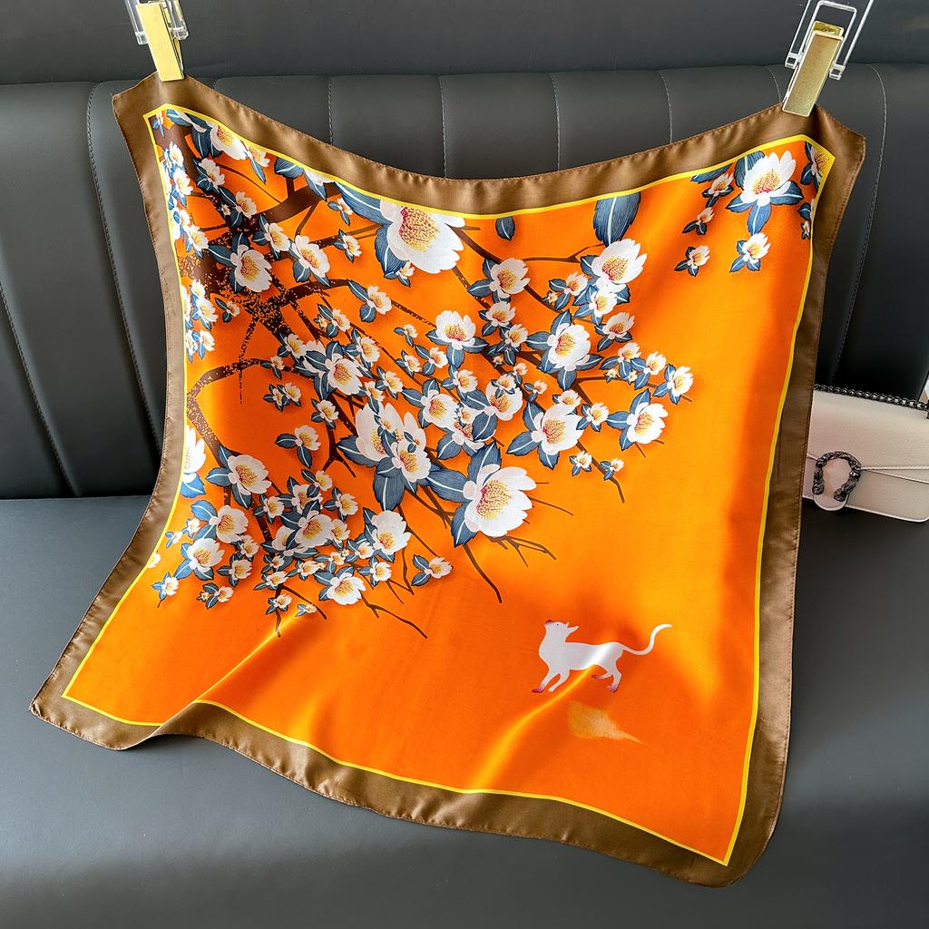 Luxury Silk Shawl Square Scarf For Women Satin Hijab Fashion Wraps Neckerchief Female Hair Bands Ribbon Headband Bandana