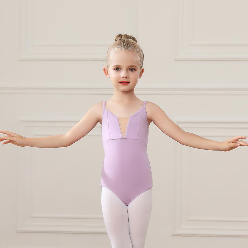 Ballet Leotard for Girls Sling Close Crotch Cotton Dance Costume Gymnastics Dance Bodysuit 110 фиолетовый