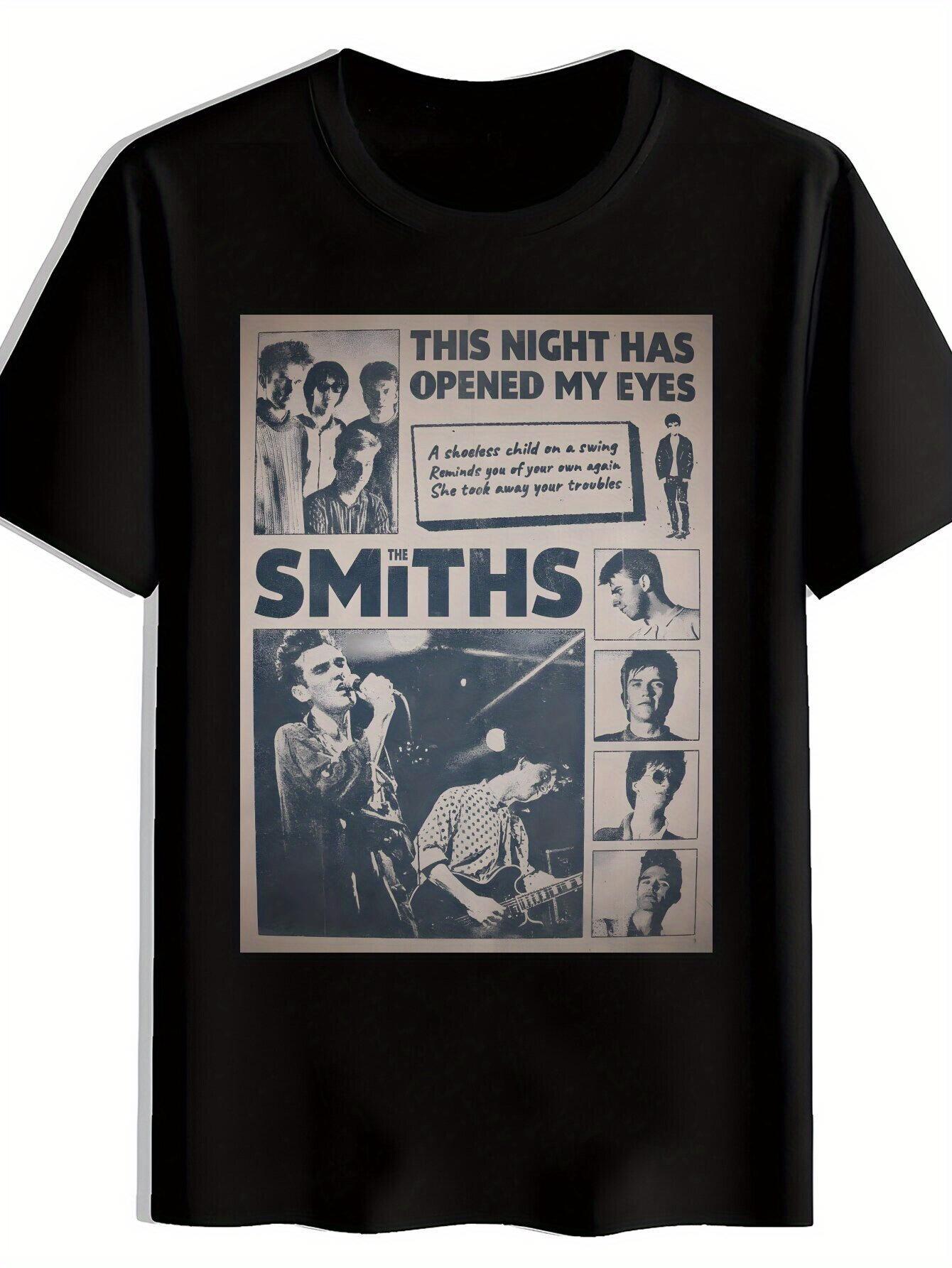 

Retro Rock Band Graphic T-shirt - Black Casual Crew Neck Short Sleeve Tee with Vintage Music Print S