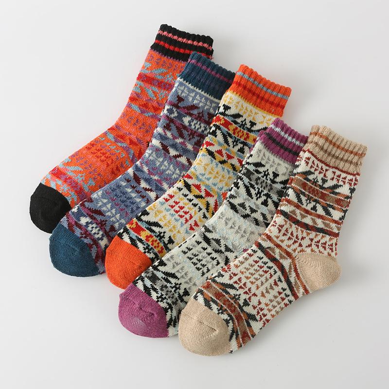 5/10 Pairs Comfortable Casual Autumn Winter Thickened Warm Rabbit Wool Socks Fashionable Versatile Short Vertical Stripe Towel Socks for Women