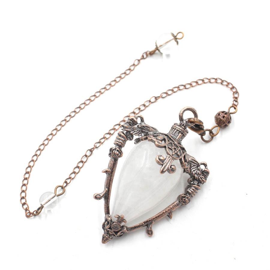 Healing Natural Stone Crystal Pendulums for Divination Black Obsidian Pendant Quartz Pendulum Dowsing Spiritual Pendulos X202