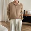 Korean Version Trendy Zipper Sweater Men's Lapel Korean Version Trendy Casual Long-sleeved Solid Color Knitted Sweater Top Jacket