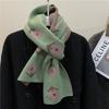 Cute Little Flower Knitted Scarf for Girls Korean Version Ins Style Woolen Scarf Versatile Warm Student Thickened Couple Trend