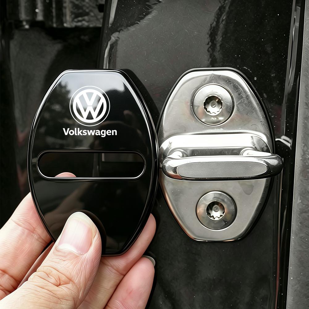 4Pcs Metal Car Door Lock Cover Protective Buckle Cover Sticker For VW Golf Polo Tiguan Touran Jetta Passat CC T5 GTI Magotan GTD zr9