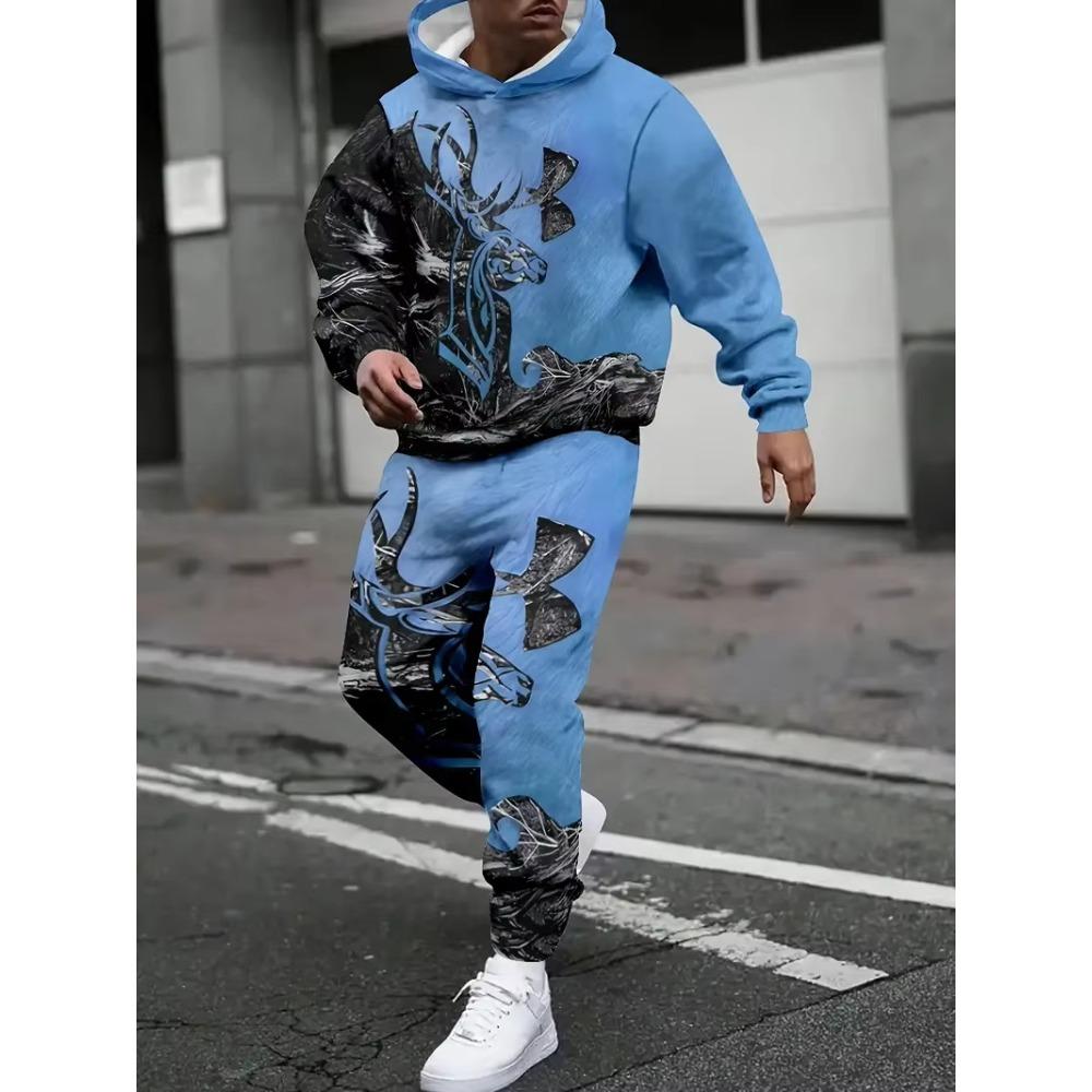 Two Piece Hoodie Pant Sets Animal Wolf Lion 3d Print Set Men Women Fashion Hoodie+Pant 2Piece Sets Tracksuit Suit Sports Comfort
