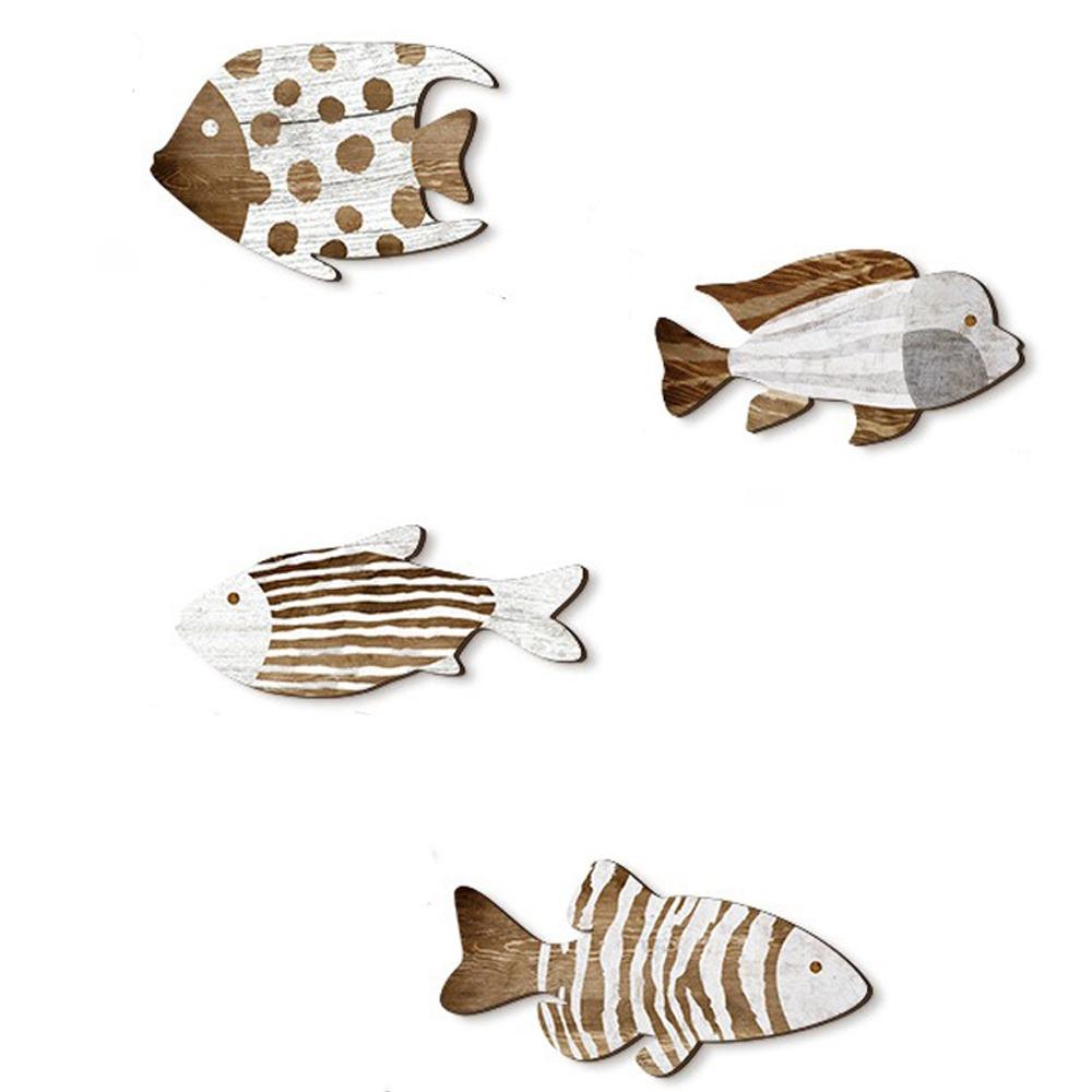 

Ocean Theme Fish Hanging Decor Marine Style Nautical Wall Art Carving Fish Pendant Bathroom Art коричневий