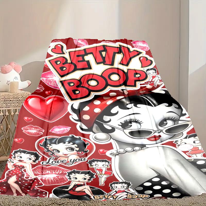1pc Betty Boop Blanket, Home Printed Throw Blanket - Soft Blanket Gift for Family, Washable Sofa Bed Blanket