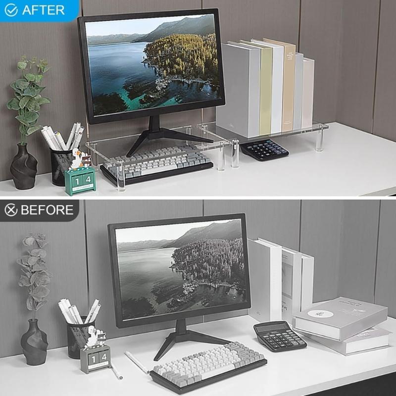 Laptop Computer Support Rack Space Saving Monitor Risers Transparent Clear Acrylic Printer Stand for Home and Office
