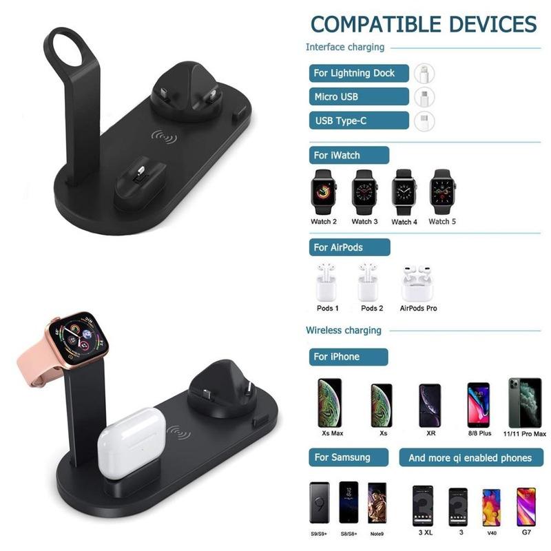 4 in 1 kabelloser Ladeständer für Apple Watch iPhone 14 13 12 11 Pro Max Airpods Pro Qi Schnellladegeräte Dockstation für Samsung S23 S22 Ultra