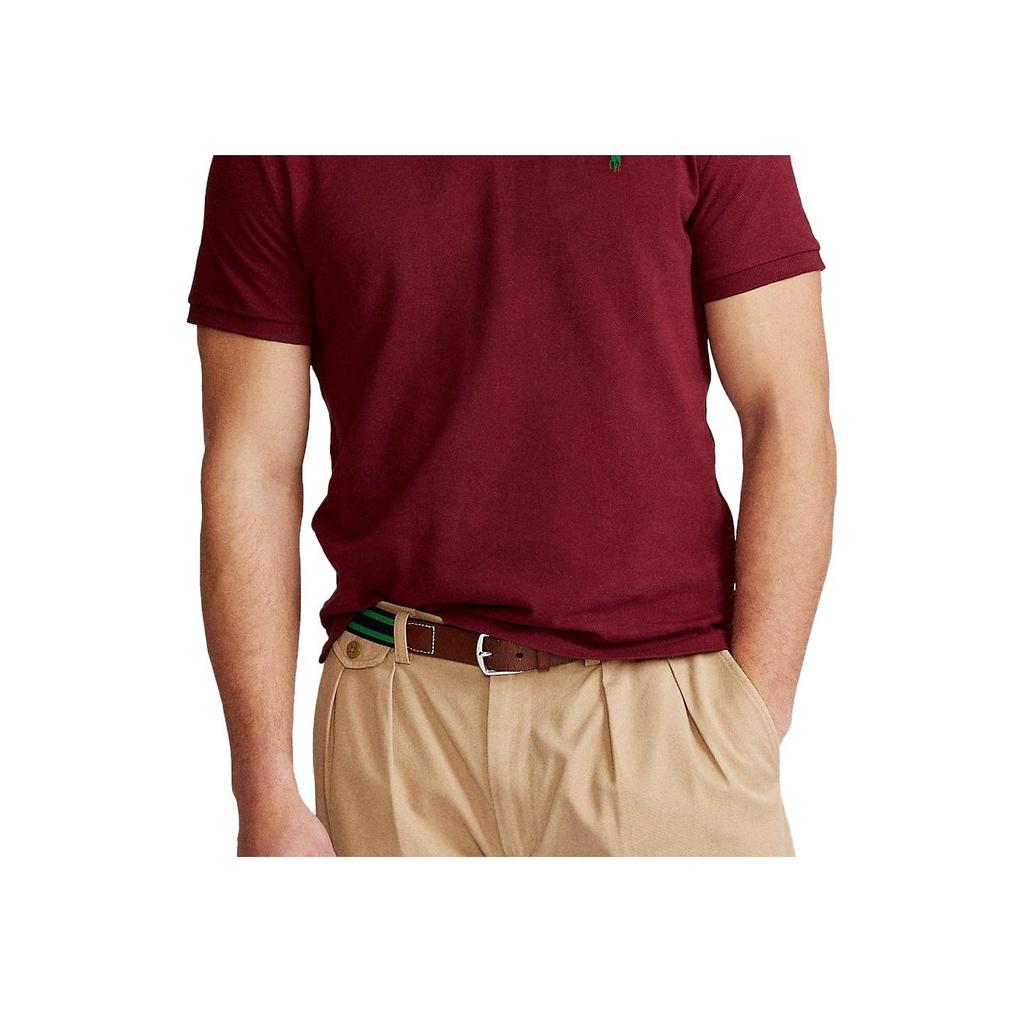 Polo Ralph Lauren Solid Color Logo Embroidered Short Sleeve Polo Shirt Men tops Burgundy 710794276-012