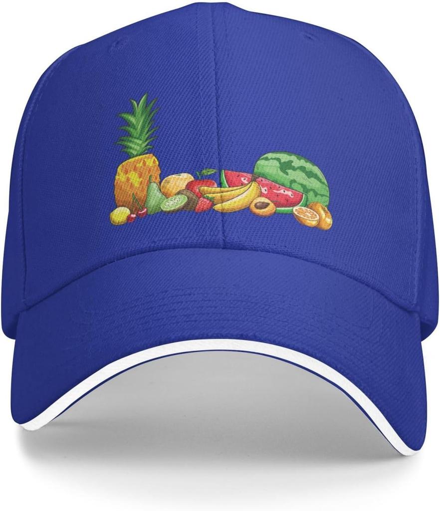 Tropical Fruits Print Baseball Cap Casual Polyester Adjustable Summer Snapback Hat for Adult