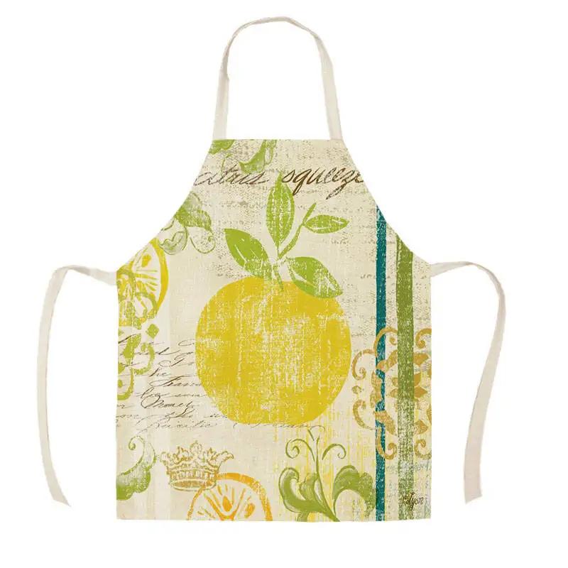 Citroen Fruitpatroon Slab Waterverf Kunst Keuken Schort Dames Huis koken Bakkerij Schoonmaak Linnen Chef Vlekbestendig Schort