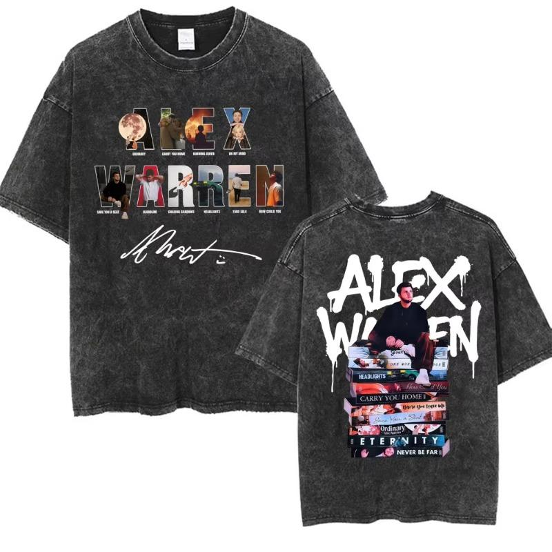 Alex Warren Little Orphan Alex Live Tour 2026 Graphic T Shirt Men's Clothing Vintage Washed T-shirts Casual O-Neck Loose T-shirt