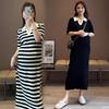 Maternity Summer 2026 French High-End Polo Collar Long Sleeve Ice Silk Dress
