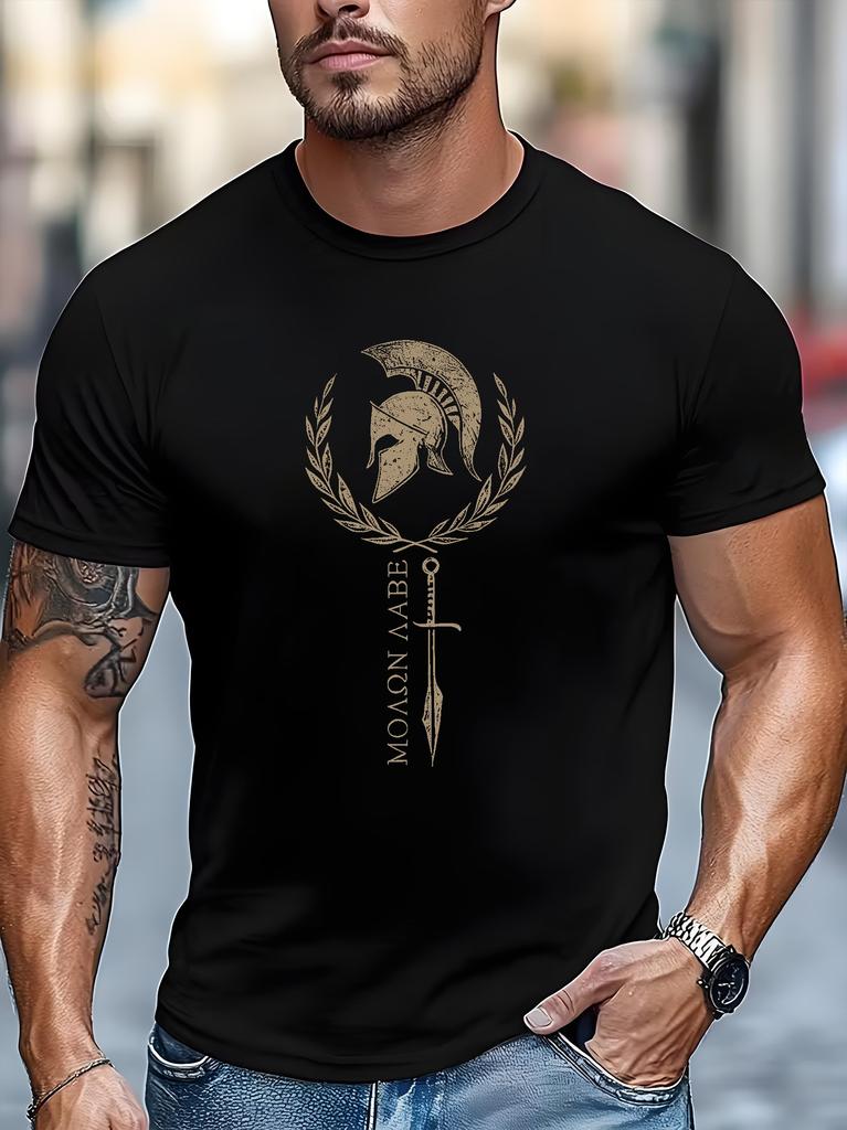 Zomer 2026 Unisex Spartan Spirit Print T-shirt met Spartan Warrior Print Normaal Casual Shirt Geschikt voor Sportschool Casual