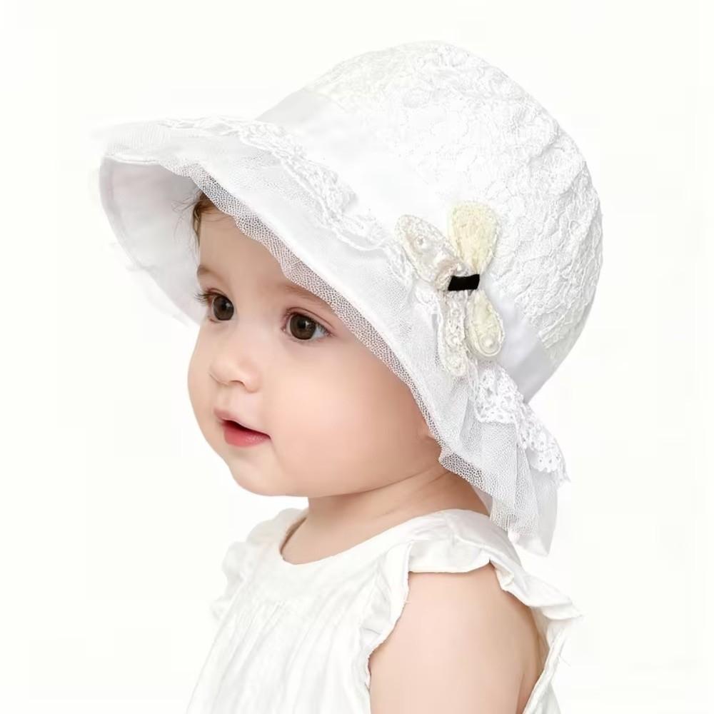 Soft Brim Baby Sun Hat Pearl Bowknot Toddler Bucket Hats Fashion UV Protection Cap  Summer