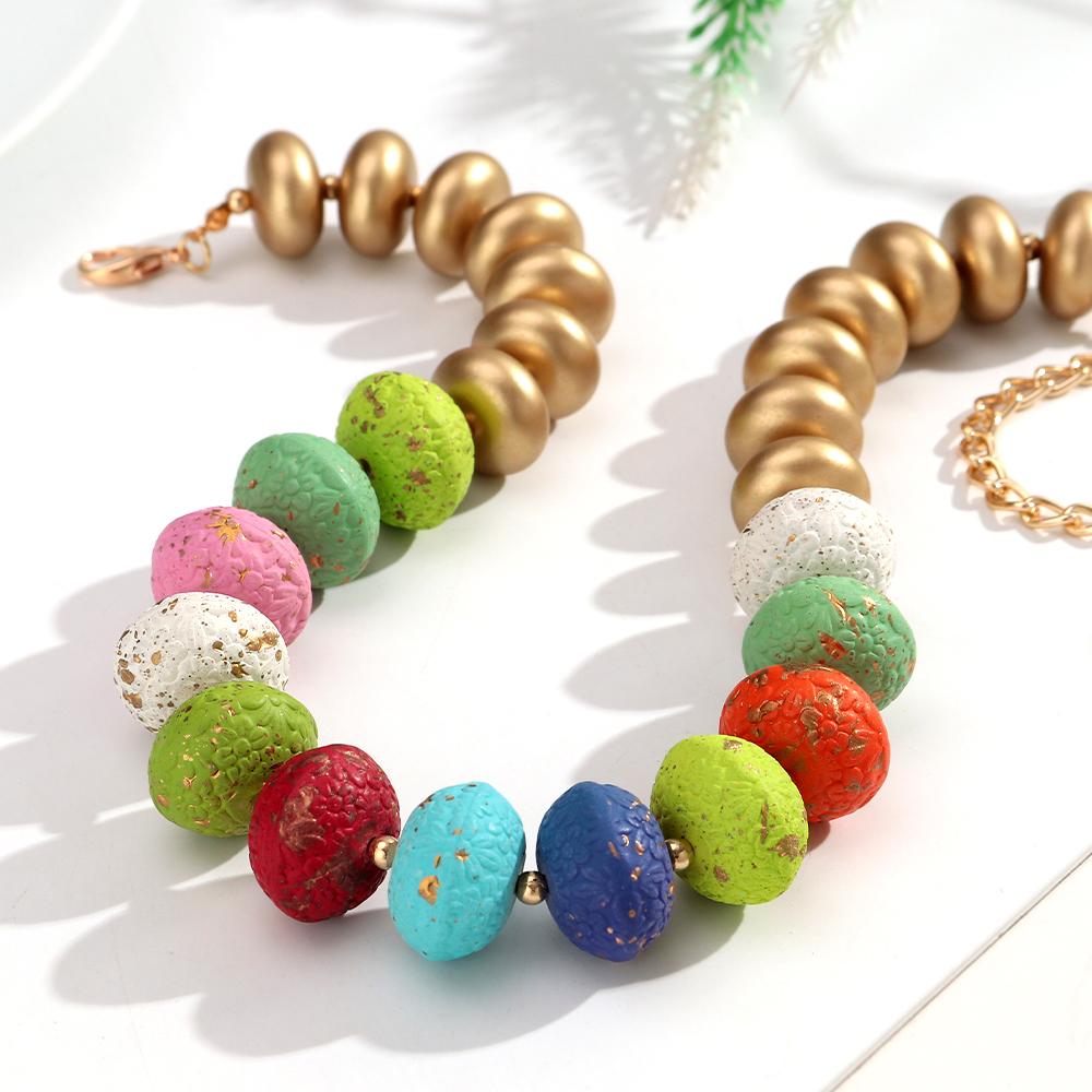 Boho Resin Irregular Geometric Beads Choker Necklace for Women New Trendy Colorful Acrylic Necklaces Beach Party Jewelry Gift