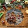Tapis décoratif d'isolation thermique Rond Set de table de Noël 14 pouces Motif festif Antidérapant Protecteur de table Couvercle de table anti-brûlure Endroit pour manger