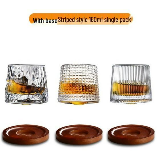 Nordic Net Red Glass Whiskey Rotating Tumbler