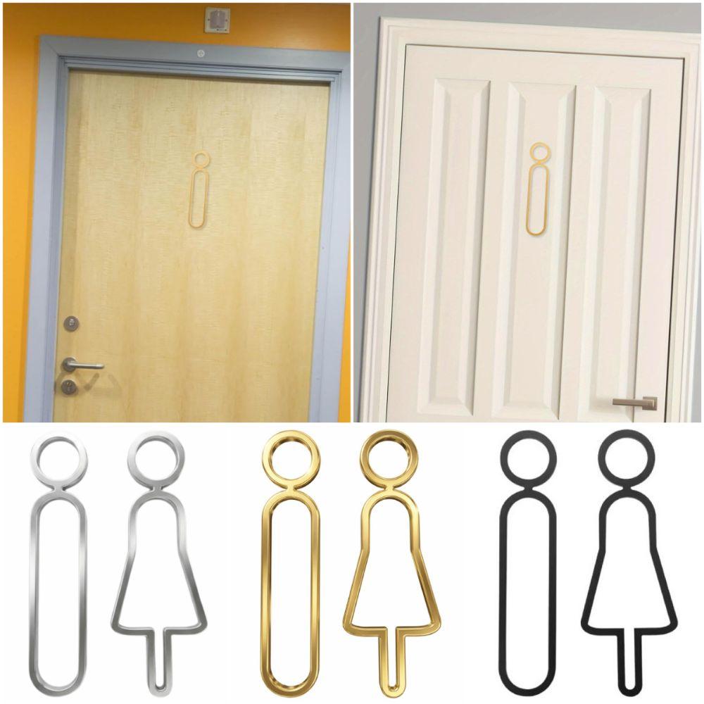 Creative Acrylic Toilet Sign Sticker Men Women DIY Washroom Sign Sticker Accessories Black Gold Silver WC Signage Board Hotel
