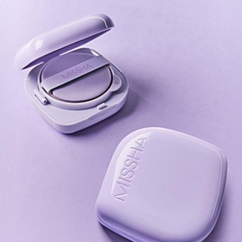 MISSHA Layering Fit Cushion Semi Glow Mini LSF50+ PA++++ Koreanische Cushion Foundation Natürliche Strahlende Deckkraft Reiseformat 5g #21 Vanilla