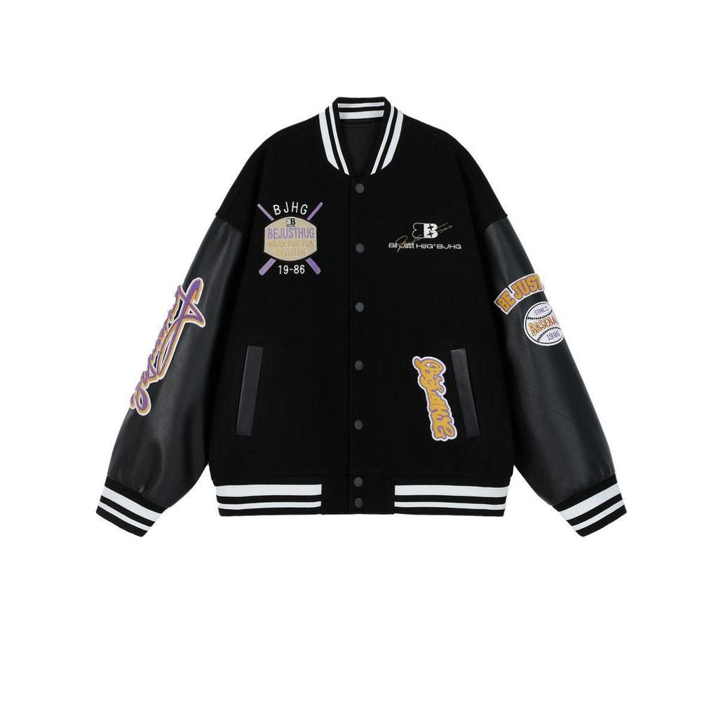 2025 Unisex Retro Embroidered Baseball Jacket - Loose Fit for Spring/Autumn