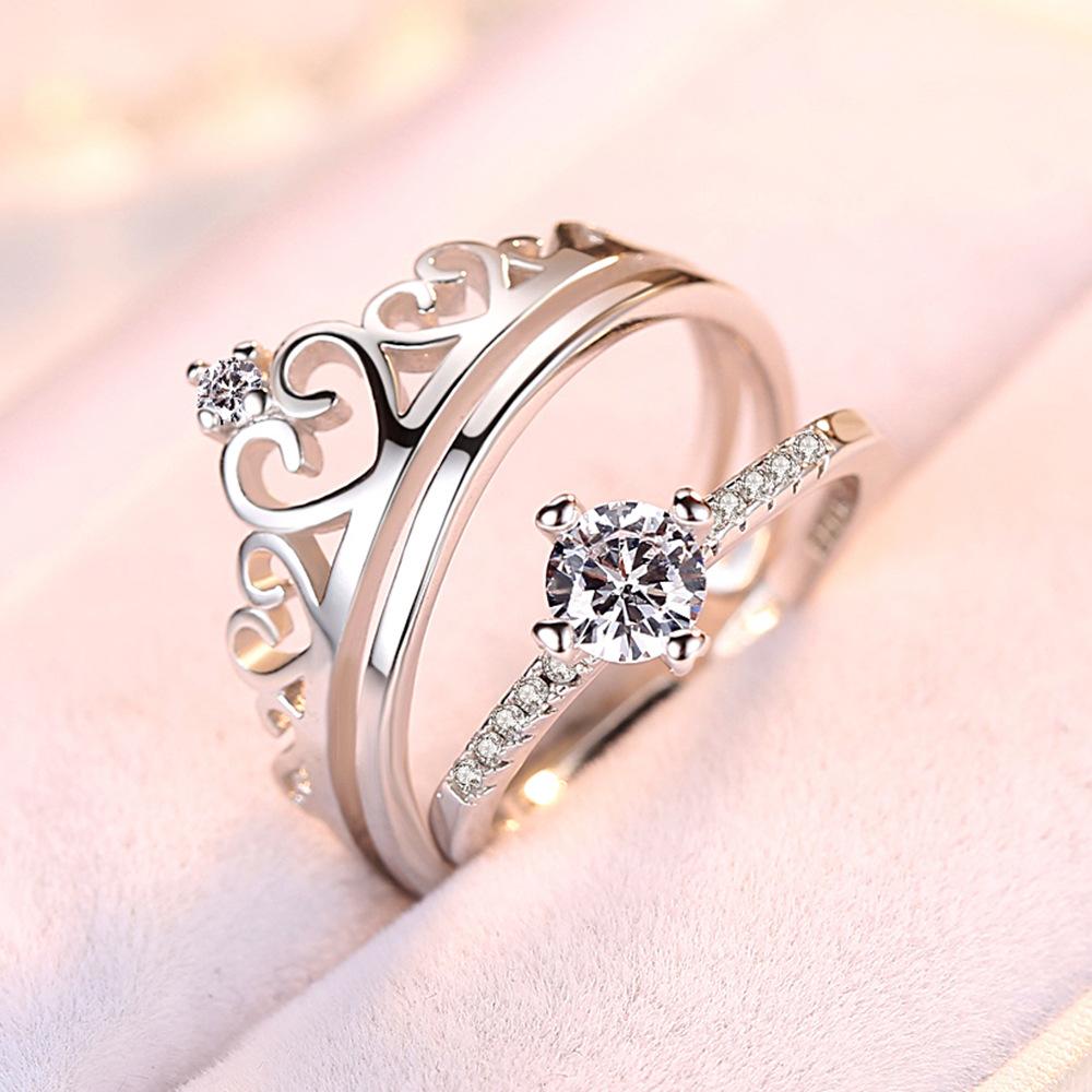 2Pcs 925 Silver Couples Ring Sets Light Polishing Simple Ring for Woman Man Classic Wedding Fine Jewelry Circle