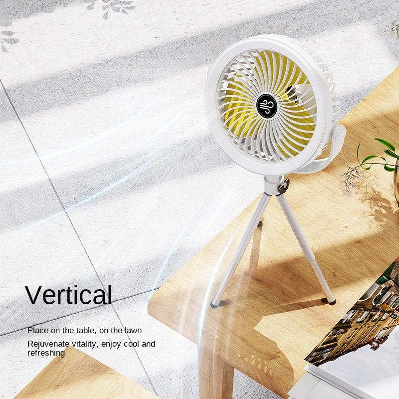 Outdoor Camping Fan Rechargeable Desktop Portable Circulator Wireless Ceiling Electric Fan Light Mini Standing LED Fan Lamp