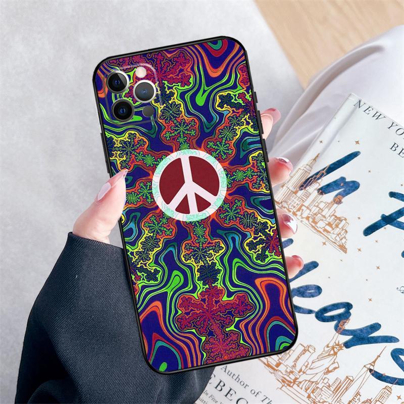 Psychedelic Art Peace Phone Case For iPhone 14 15 16 Pro Max 12 13 Mini 11 Pro Max XR 15 16 Plus 16e Cover Coque