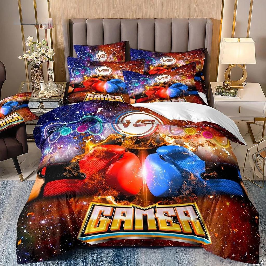 Gamer Bedding Sets for Boy Kid Gaming Duvet Cover Set Queen Video Games Comforter Cover,Playstation Designs Bed Set for Teen Men