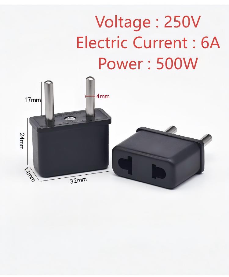 EU US UK AU Mini Dull Polish Power Plug Adapter Travel Plug Converter Outlet Wall Power Converter (Black)