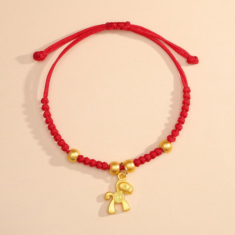 Chinese Style 2026 Horse Year Zodiac Bracelet For Women Men Lucky Hand-Woven Red Rope Bracelet New Year Jewelry Party Gift