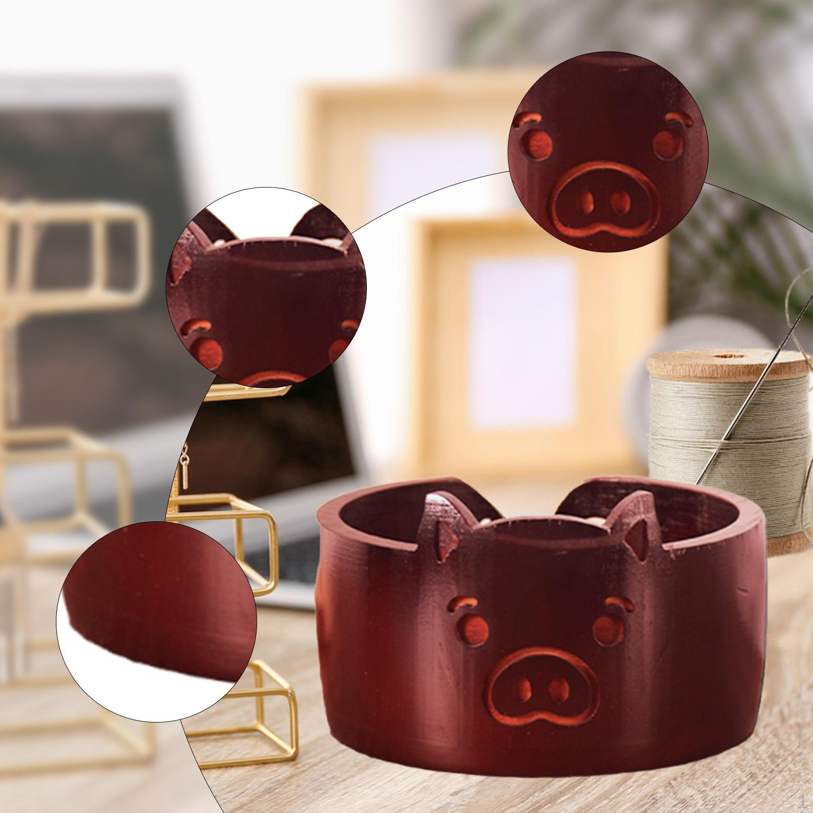 

Carved Wooden Yarn Bowl, Storage Solution for Weaving Threads And Crochet Projects piggy червоний