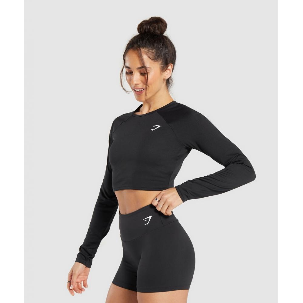 Gymshark Training Long Sleeve Crop Top Black B2a4f Bbbb