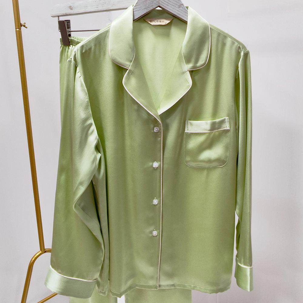 Women's 100% Mulberry Silk Pajama Set - 19 Momme, Long Sleeve, Long Pants, Plus Size, Autumn/Summer.