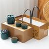 Coarse Pottery Kung Fu Tea Set Office Ceramic Side Handle Pot Wooden Handle with Tea Tray Tea Can Storage Gift